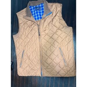 Brooks Brothers Quilted Outdoor Vest Men's Large Lined Brown Camping Hiking